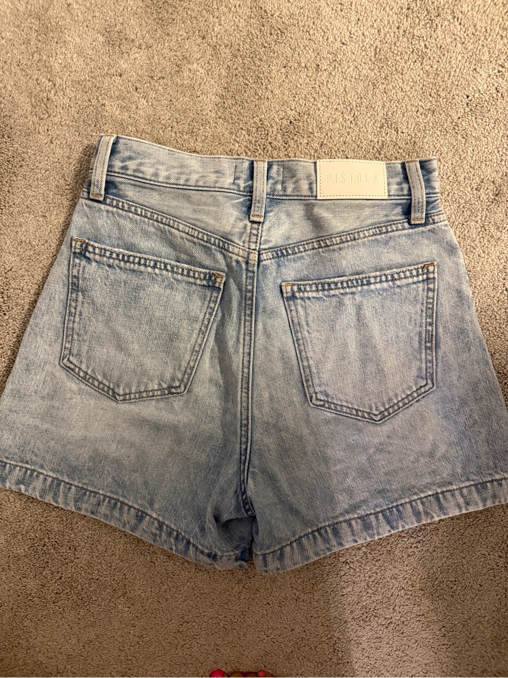 pistola faded light blue high-rise denim shorts worn once - Picture 3 of 3